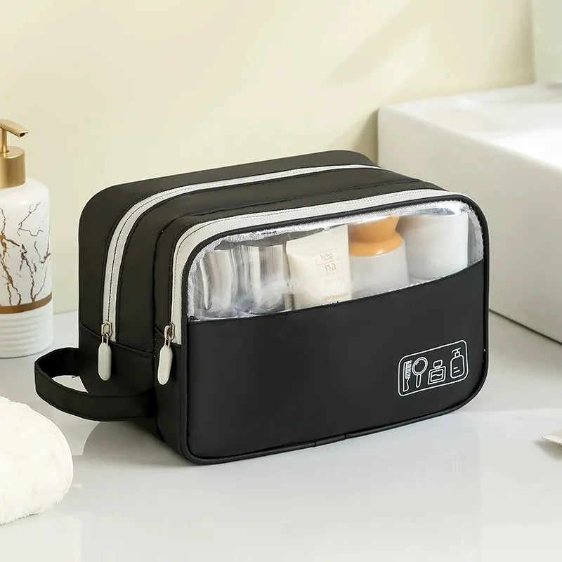 Necessaire Impermeável Dupla Feminina – Bolsa de Viagem para Cosméticos, Maquiagem e Higiene Pessoal