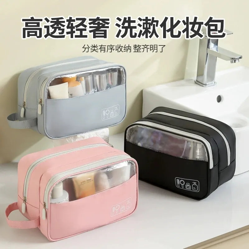 Necessaire Impermeável Dupla Feminina – Bolsa de Viagem para Cosméticos, Maquiagem e Higiene Pessoal